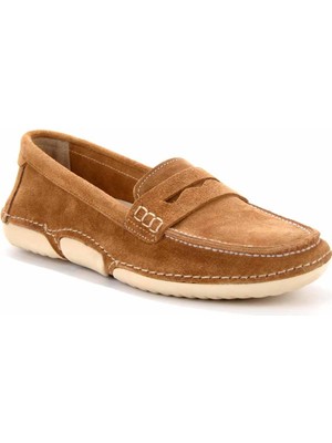 Bambi Camel Süet Leather Kadın Loafer Ayakkabı K01224010002