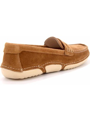 Bambi Camel Süet Leather Kadın Loafer Ayakkabı K01224010002