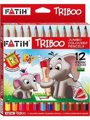 Fatih Kalem 12'li Jumbo Boya Kalemi Tribo Üçgen Renkli Çizim İçin Uygun