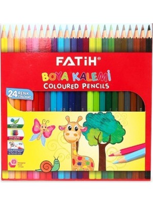 Fatih 24'lü Kuru Boya Kalemi Karışık Renkler ile Çocuklar için Tam Boy Sarf Malzemeleri