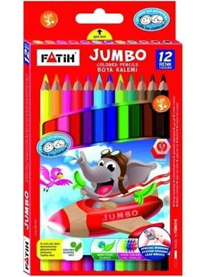 Fatih Jumbo Boya Kalemi 12 Renk Parlak Renkler ile Kolay Açılır Tasarım