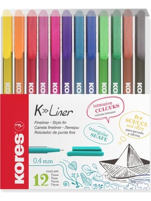 EKS Ticaret Kores Fineliner 0.4 mm Ince Uçlu Yazı ve Çizim Kalemi 12’li Set