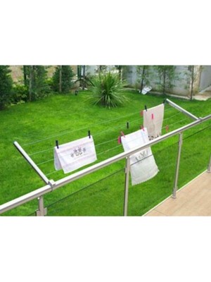 Fuga Metal Alüminyum Korkuluk Yuvarlak Küpeşte Balkon Çamaşırlık Kurutma Askısı(Parlak Alüminyum)