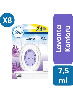 Febreze Hava Ferahlatıcı Banyo Oda Kokusu Lavanta 7,5 ml X8 Adet