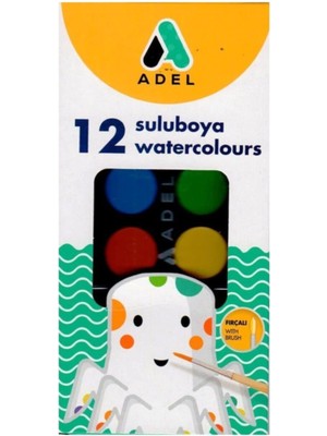 Adel 12LI Büyük Sulu Boya 30MM 12 Renk