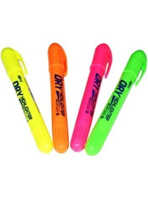 Amos Fosforlu Kalem 4 Renkli Dry Highlighter Seti 4 Adet Sarı Pembe Yeşil Turuncu