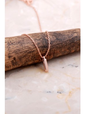 Sümer Telkari I Harfi Rose Gümüş Kolye 7869