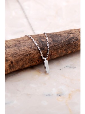 Sümer Telkari I Harfi Rodyumlu Gümüş Kolye 7871