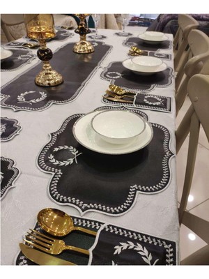 Dolce Mariee 19 Parça Amerikan Servis & Runner Set Siyah Beyaz