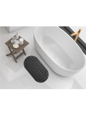 Mapple Home Massage Bath Mat Masajlı Vantuzlu Banyo & Duş Kaydırmazı Paspası Antrasit