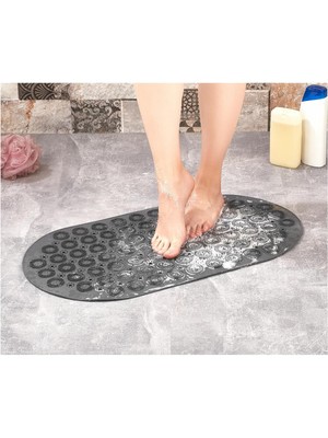 Mapple Home Massage Bath Mat Masajlı Vantuzlu Banyo & Duş Kaydırmazı Paspası Antrasit