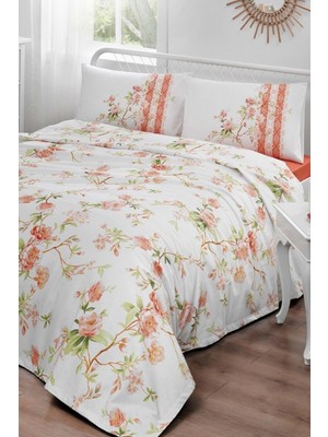 Özdilek Ranforce Tek Kişilik Pike Takımı Living Roses Turuncu