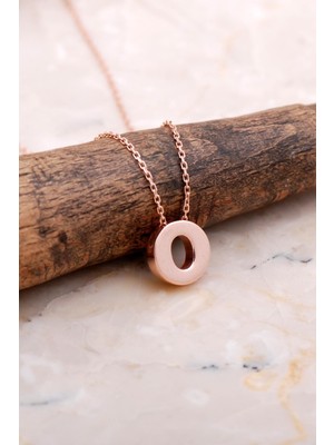 Sümer Telkari O Harfi Rose Gümüş Kolye 7884
