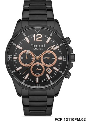 Ferrucci Nano Metal Fonksiyonlu Siyah Çelik Erkek Kol Saati