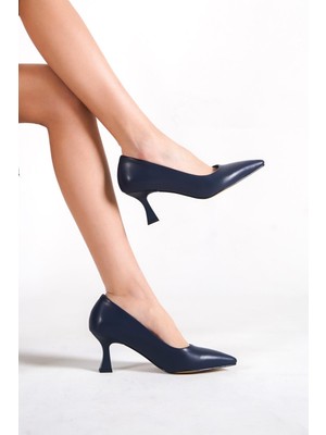 Modabuymus Kandy Lacivert Stiletto Kısa Kadeh Topuklu Ayakkabı