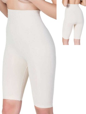 Secret Moda Yüksek Bel Uzun Toparlayıcı Paçalı Kadın Korse Ten