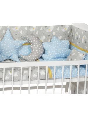 Sluupy Mavi Yıldızlı  Bulut + Yıldız + Aydede + Düz Yastık 4 Adet