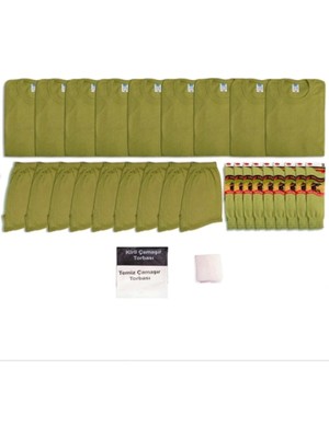 Acemi Bedelli Askerlik Seti 9'lu Yarım Kollu Atlet - Boxer -Çorap Seti Kirli Temiz Çamaşır Torbası ve Filesi