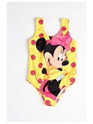 Rs Ramuni Kız Çocuk Mayo Mickey Maouse Sarı Dijital Baskılı Deniz Havuz Mayosu