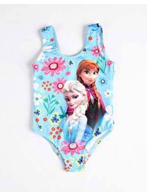 Rs Ramuni Kız Çocuk Mayo Mavi Disney Dijital Baskılı Deniz Havuz Mayosu