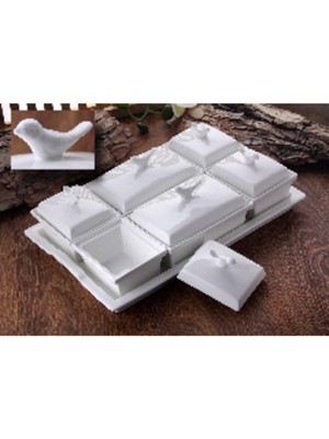 Gönül Mutfak- Porselen 6'lı Kuşlu Kahvaltılık