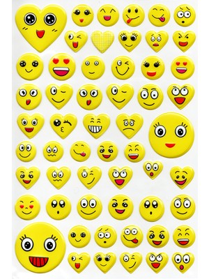 Limmy Sticker Kabartmalı A4 Boyutunda Stiker Defter, Planlayıcı Etiket (LIM204) - Kalpli Gülenyüz