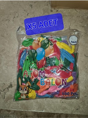 Atom 5 Paket Punch Lastikli Balon 500 Adet Atom