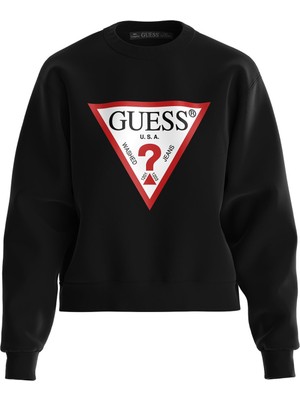 Guess Bisiklet Yaka Siyah Kadın Sweatshirt W2YQ16KBA10JBLK