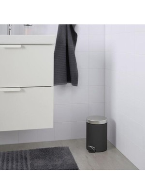 IKEA Çöp Kutusu Koyu Gri , Meridyendukkan 24 cm Banyo Çöp Kutusu Gri