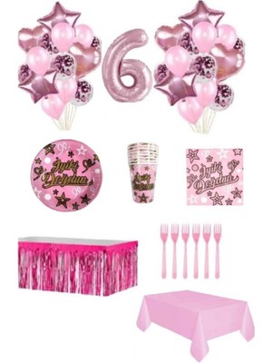 Dipak Pembe Renk 6 Yaş Doğum Günü Seti