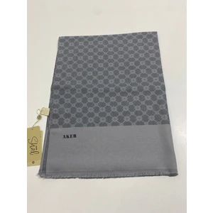 Elegance Monogram Şal açık koyu gri arma detaylı