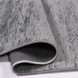 Crea Halı Modern Şönil Kilim Antrasit Jakaralı Dokuma Ince Yolluk Natural Lateks Özel Ölçü