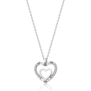 Zanaat Silver 925 Ayar Gümüş Zincirli Baget Taşlı Kalp Modeli Kolye