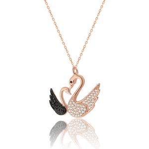 Zanaat Silver 925 Ayar Gümüş Rose Kaplama Yavrulu Kuğu Modeli Kolye
