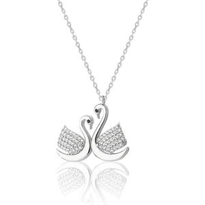 Zanaat Silver 925 Ayar Gümüş Çift Kuğu Modeli Kolye