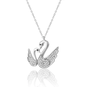 Zanaat Silver 925 Ayar Gümüş Rodyum Kaplama Yavrulu Kuğu Modeli Kolye