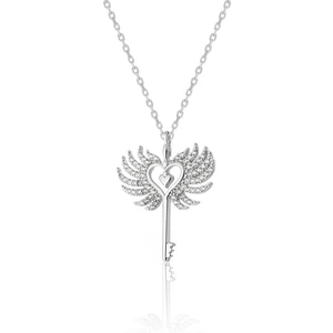 Zanaat Silver 925 Ayar Gümüş Kalpli Anahtar Melek Kanadı Kolye