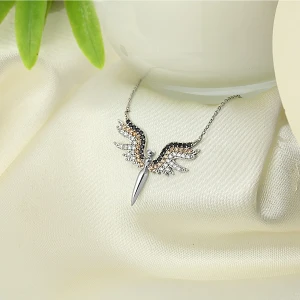 Zanaat Silver 925 Ayar Gümüş Renkli Taşlı Mikail Meleği Kolye Büyük Model