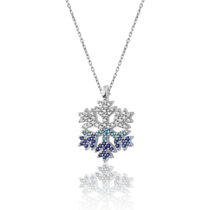 Zanaat Silver 925 Ayar Gümüş Zincirli Zirkon Taşlı Rodyum Kaplama Kar Tanesi Kolye