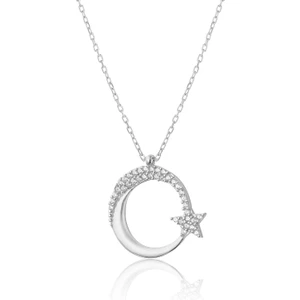 Zanaat Silver Gümüş Zirkon Taşlı Rodyum Kaplama Ayyıldız Kolye