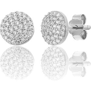 Zanaat Silver Gümüş Zirkon Taşlı Yuvarlak Küpe Büyük Model