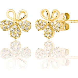 Zanaat Silver Gümüş 14K Altın Kaplama Çiçek Modeli Küpe