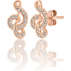 Zanaat Silver 925 Ayar Gümüş Rose Kaplama Müzik Sembolü Küpe