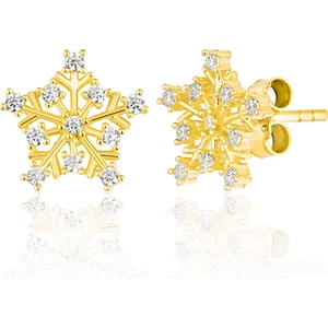 Zanaat Silver 925 Ayar Gümüş 14K Altın Kaplamalı Kar Tanesi Modeli Küpe