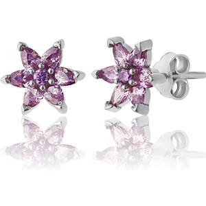 Zanaat Silver 925 Ayar Gümüş Rodyum Kaplama Ametist Taşlı Nilüfer Çiçeği Küpe