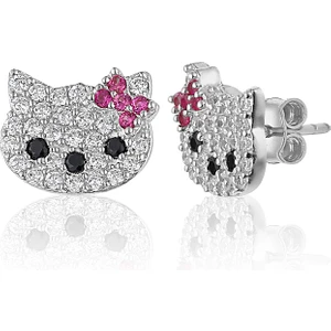 Zanaat Silver Gümüş Zirkon Taşli Rodyum Kaplamalı Kedi Modeli Küpe