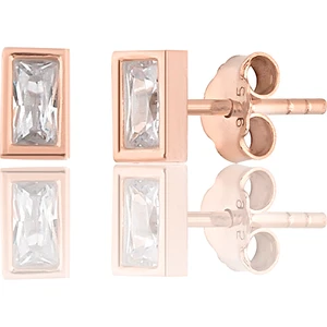 Zanaat Silver 925 Ayar Gümüş Rose Kaplama Tektaş Baget Küpe