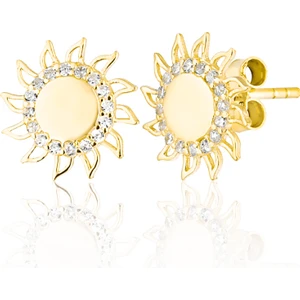 Zanaat Silver 925 Ayar Gümüş, 14K Altın Kaplama Güneş Modeli Küpe