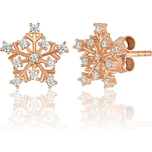 Zanaat Silver 925 Ayar Gümüş Rose Kaplamalı Kar Tanesi Modeli Küpe