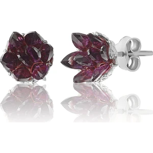 Zanaat Silver 925 Ayar Gümüş, Ametist Taşlı Rodyum Kaplama Lotus Çiçeği Küpe
